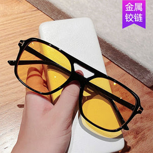 T - shaped double beam sunglasses square 2025 retro ins sunglasses - Negative Apparel