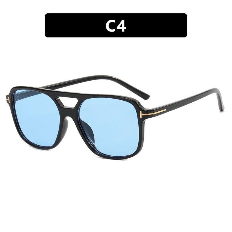 T - shaped double beam sunglasses square 2025 retro ins sunglasses - Negative Apparel