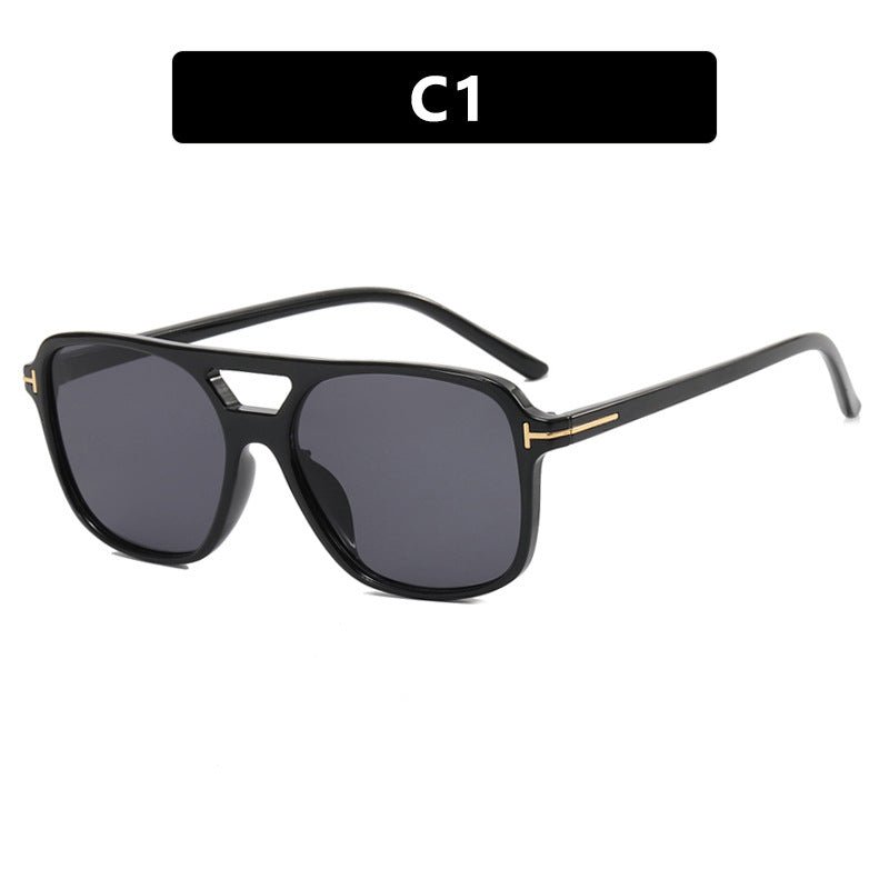 T - shaped double beam sunglasses square 2025 retro ins sunglasses - Negative Apparel