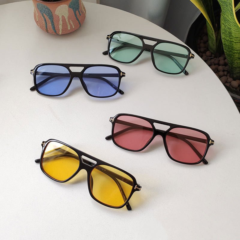 T - shaped double beam sunglasses square 2025 retro ins sunglasses - Negative Apparel