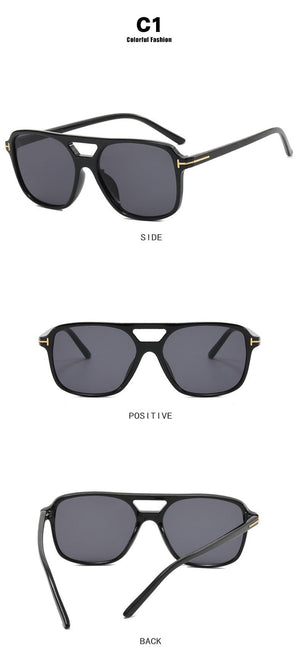 T - shaped double beam sunglasses square 2025 retro ins sunglasses - Negative Apparel