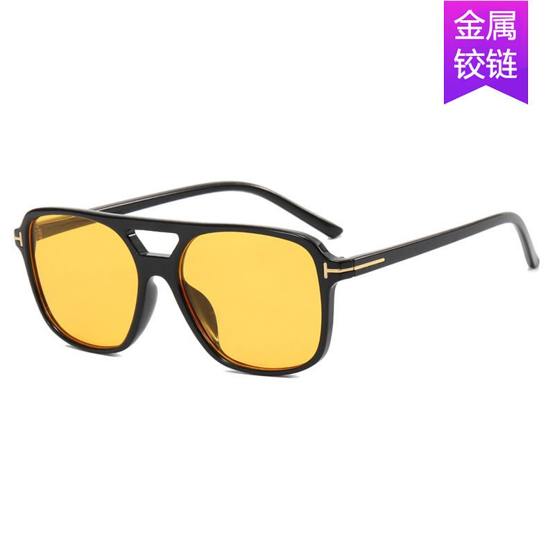 T - shaped double beam sunglasses square 2025 retro ins sunglasses - Negative Apparel