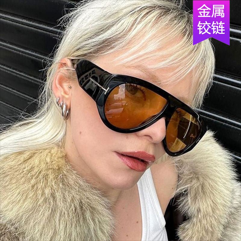 T-shaped large frame sunglasses pilot 2025 new toad fashion – Negative ...