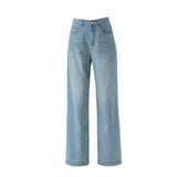 Tencel cotton wide - leg jeans women's 2025 summer thin high - waisted thin soft drape casual straight - leg pants - Negative Apparel
