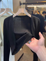 Tencel solid color knitted sunscreen shirt cardigan spring and summer thin outer French tulle jacket air - conditioned blouse shawl - Negative Apparel