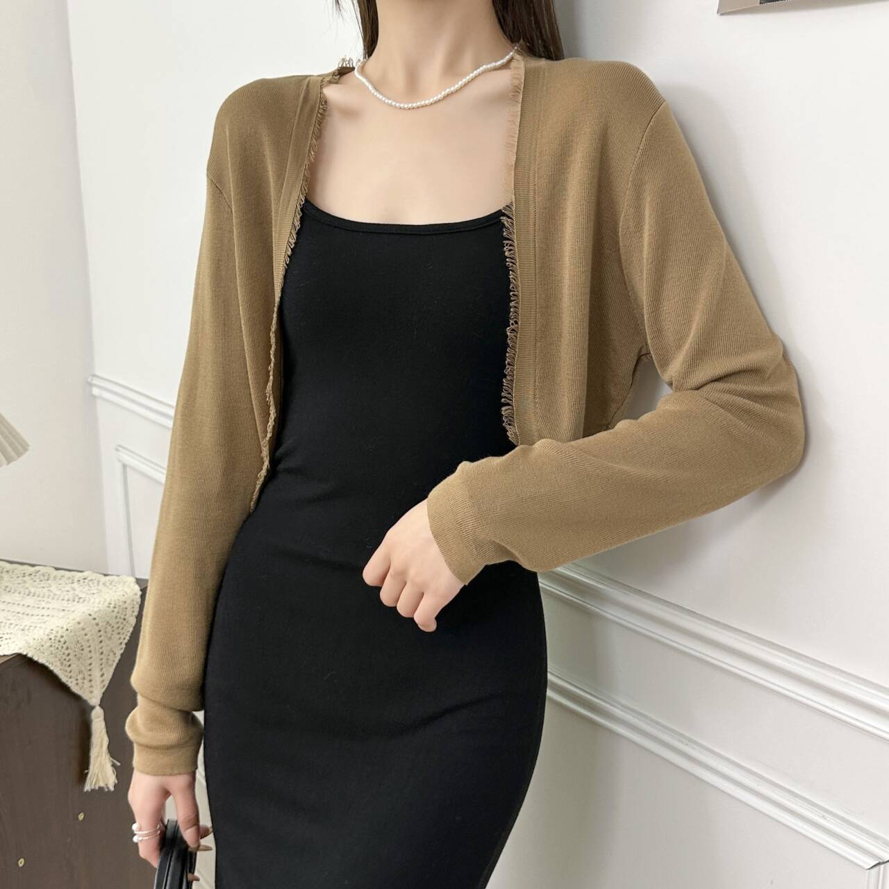 Tencel thin rough edge shawl sunscreen cardigan summer new temperament wear knitted sweater short top outside women - Negative Apparel