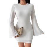 The Autumn Muse | Women's Long - Sleeve Off - Shoulder A - Line Midi Dress - Negative Apparel