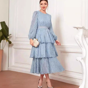 The Azure Ethereal | French Vintage Lace Maxi Dress - Negative Apparel