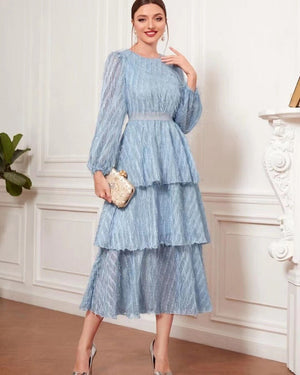 The Azure Ethereal | French Vintage Lace Maxi Dress - Negative Apparel