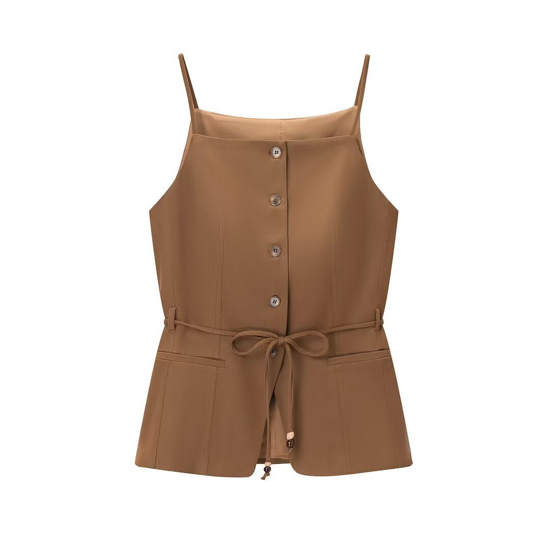 The Azure Heirloom | Beaded Vest & High - Waist Straight Trousers - Negative Apparel