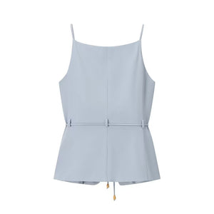 The Azure Heirloom | Beaded Vest & High - Waist Straight Trousers - Negative Apparel