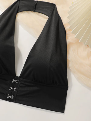 The Bold Reveal | Plus Size Halter Front - Closure Backless Bra - Negative Apparel