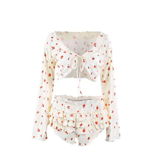 The Botanical Breeze | Printed Tie - Front Pajama Set - Negative Apparel