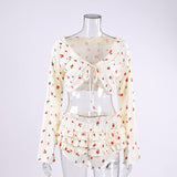 The Botanical Breeze | Printed Tie - Front Pajama Set - Negative Apparel