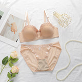 The Butterfly Whisper | Embroidered Floral Lingerie Set with Underwire - Negative Apparel