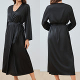 The Champagne Luxe | Women's Satin Suspender Chemise & Long Robe Two - Piece Set - Negative Apparel