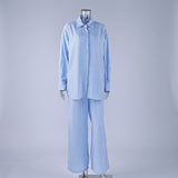 The Coastal Chic | Striped 3 - Piece Cotton - Blend Loungewear Set - Negative Apparel
