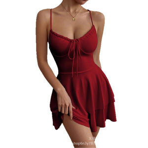 The Coastal Whisper | Women's Strapless U - Neck Mini Dress - Negative Apparel