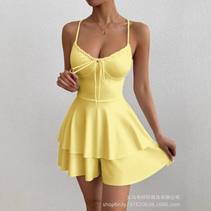 The Coastal Whisper | Women's Strapless U - Neck Mini Dress - Negative Apparel