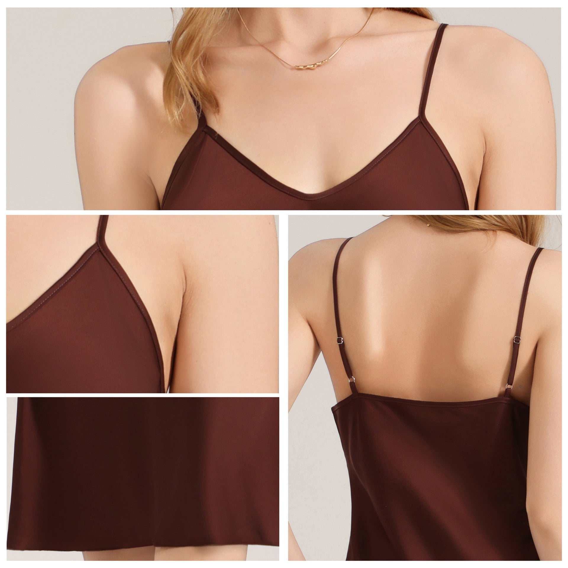 The Coffee Serenity | Women's Simple Satin Suspender Maxi Nightdress - Negative Apparel