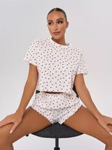 The Cotton Bliss | Printed 100% Cotton Short - Sleeve Top & Shorts Pajama Set - Negative Apparel