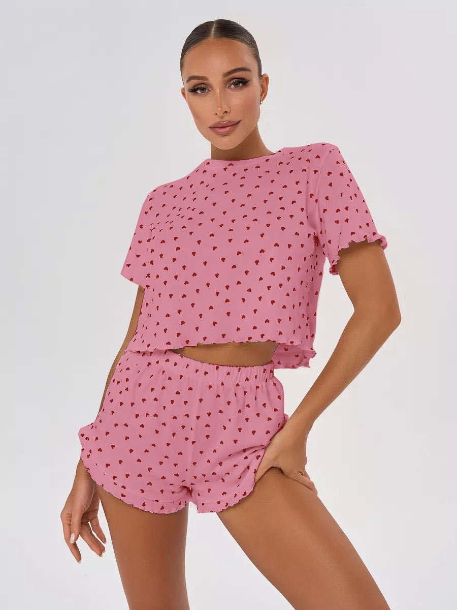 The Cotton Bliss | Printed 100% Cotton Short - Sleeve Top & Shorts Pajama Set - Negative Apparel