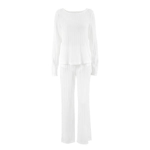 The Cozy Cloud Set | Women's Knit Hollow Long - Sleeve Pajama Set - Negative Apparel