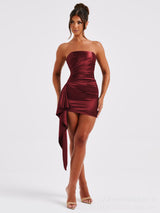 The Crimson Glow | Women's Strapless Bodycon Mini Dress - Negative Apparel