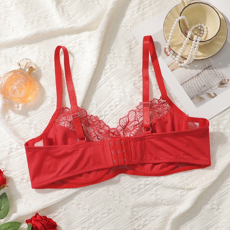 The Crimson Lace | Plus Size Lace Gather Bra - Negative Apparel