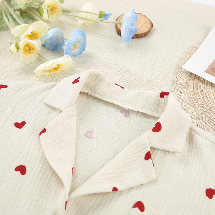 The Dreamer’s Duo | 100% Cotton Heart - Print Pajama Set - Negative Apparel