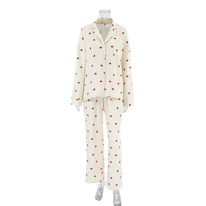 The Dreamer’s Duo | 100% Cotton Heart - Print Pajama Set - Negative Apparel