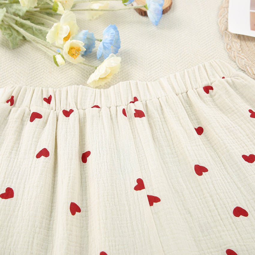 The Dreamer’s Duo | 100% Cotton Heart - Print Pajama Set - Negative Apparel