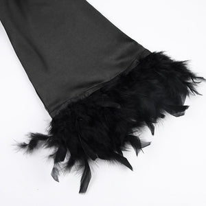 The Feather Satin | Solid Color V - Neck Long Cardigan Robe - Negative Apparel