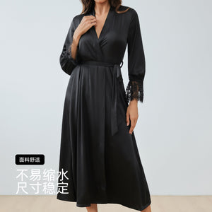 The French Lace | Solid Color Backless Satin Long - Sleeve Romper Sleepwear - Negative Apparel