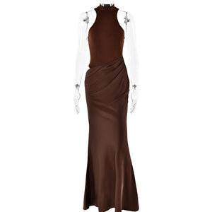 The Hollow Siren | Women's Hollow - Out Splicing Sleeveless Maxi Dress - Negative Apparel