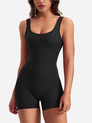 The Hollow Siren | Women's Sleeveless Backless Hollow - Out Bodysuit Shorts - Negative Apparel