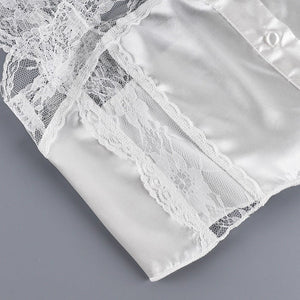 The Ivory Muse | Sleeveless Knitted Lace & Faux Silk 2 - Piece Set - Negative Apparel