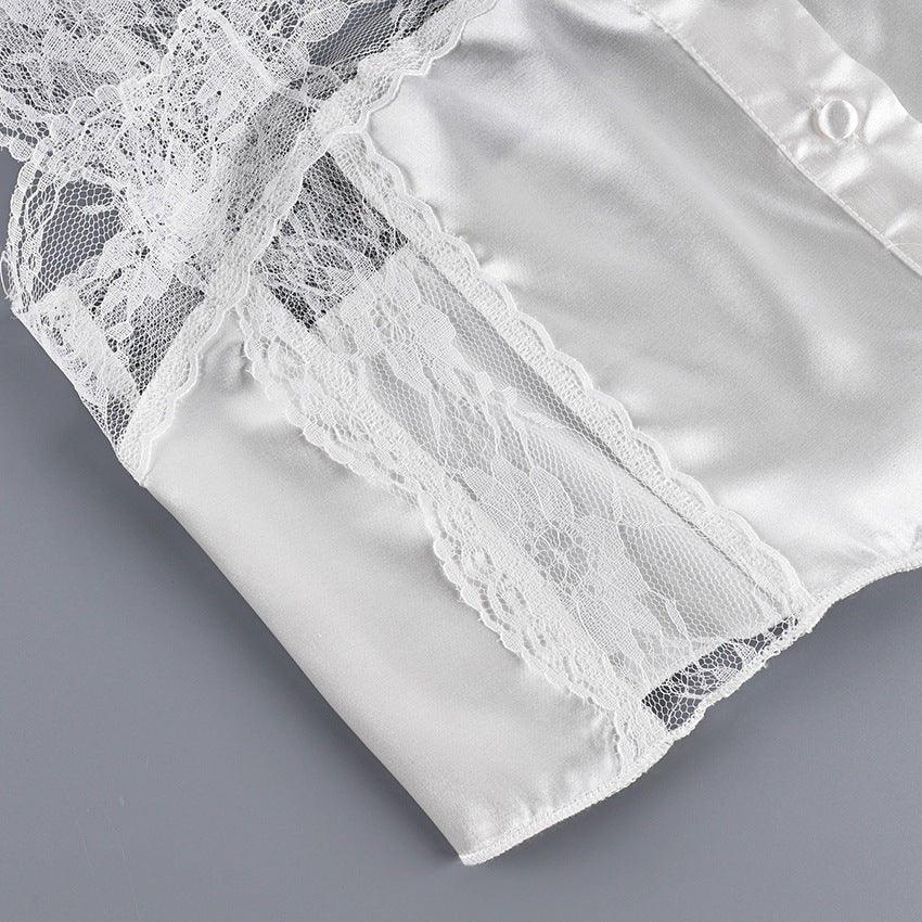 The Ivory Muse | Sleeveless Knitted Lace & Faux Silk 2 - Piece Set - Negative Apparel