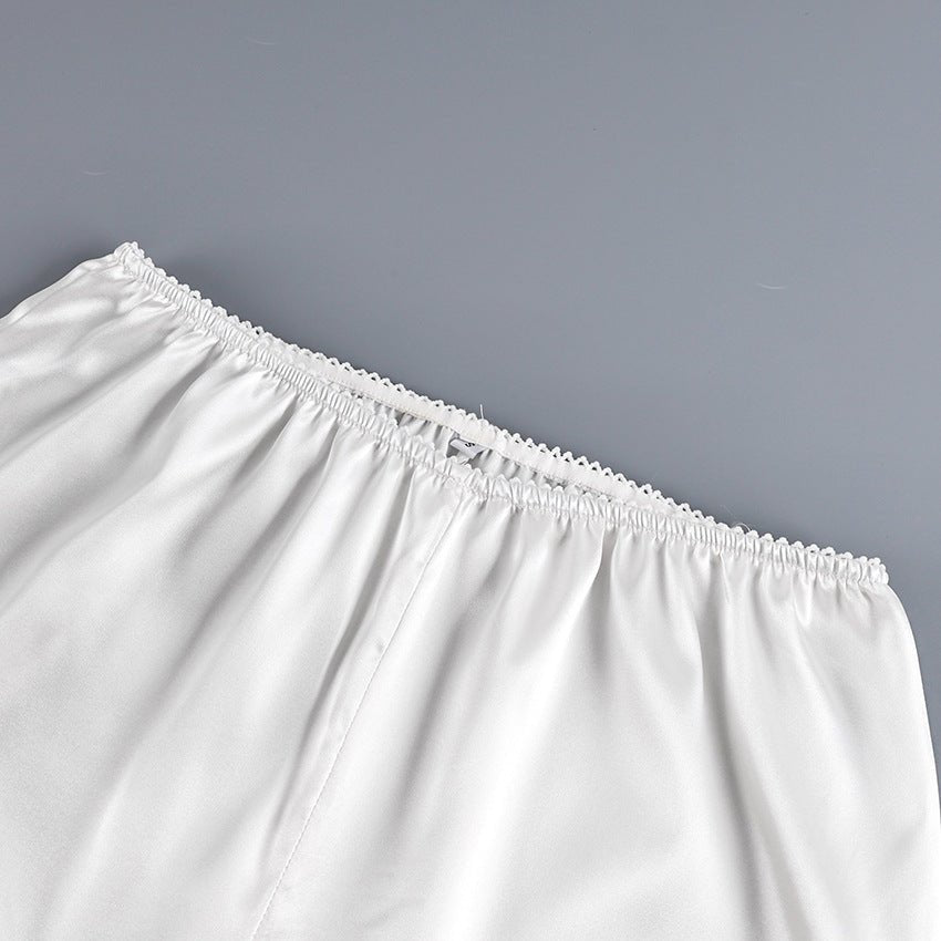 The Ivory Muse | Sleeveless Knitted Lace & Faux Silk 2 - Piece Set - Negative Apparel