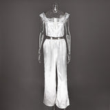 The Ivory Muse | Sleeveless Knitted Lace & Faux Silk 2 - Piece Set - Negative Apparel