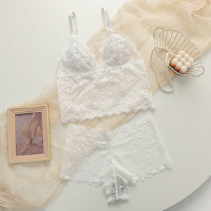 The Lace Back | Lace Wireless Triangle Cup Bra & Panty Set - Negative Apparel