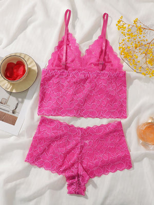 The Lace Back | Lace Wireless Triangle Cup Bra & Panty Set - Negative Apparel