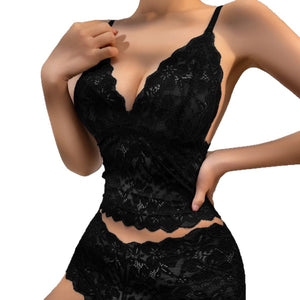 The Lace Back | Lace Wireless Triangle Cup Bra & Panty Set - Negative Apparel