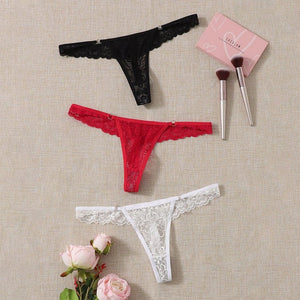 The Lace Tease | Women's Lace Low - Rise Thong Panties - Negative Apparel