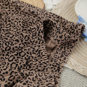 The Leopard Breeze | Leopard Print Short - Sleeve Top & Shorts Pajama Set - Negative Apparel