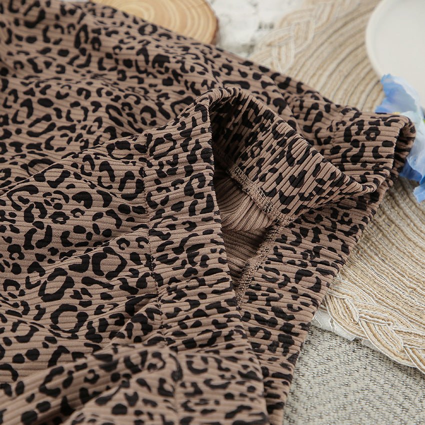 The Leopard Breeze | Leopard Print Short - Sleeve Top & Shorts Pajama Set - Negative Apparel