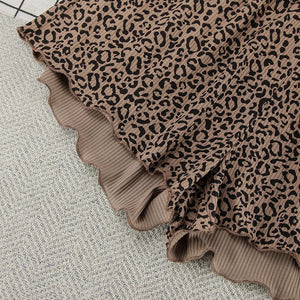 The Leopard Breeze | Leopard Print Short - Sleeve Top & Shorts Pajama Set - Negative Apparel