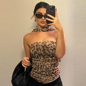 The Leopard Spice | Leopard Print Strapless Tube Crop Top - Negative Apparel