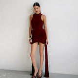 The Midnight Allure | Women's Sleeveless Round - Neck Bodycon Mini Dress - Negative Apparel