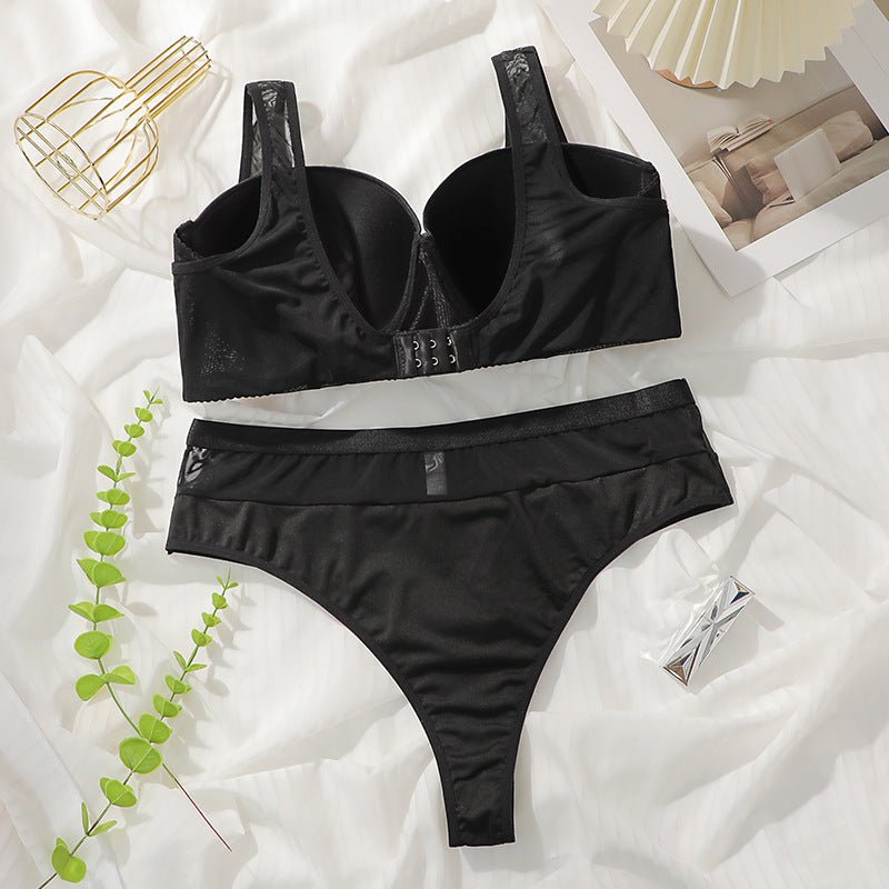 The Midnight Ensemble | Plus Size Black Underwire Lingerie Set - Negative Apparel